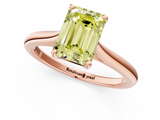 Rose gold Fancy Yellow Emerald  Cut Solitaire Ring with Cathedral Band and Four-Prong Setting_58