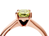 Rose gold Fancy Yellow Emerald  Cut Solitaire Ring with Four-Prong Setting on a Classic Band_53