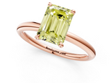 Rose gold Fancy Yellow Emerald  Cut Solitaire Ring with Thin Band and Four-Prong Setting_17