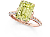 Rose gold Fancy Yellow Emerald Cut Solitaire Split Shank Pave Diamond Engagement Ring with Four-Prong Setting_1