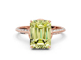 Rose gold Fancy Yellow Emerald Cut Solitaire Split Shank Pave Diamond Engagement Ring with Four-Prong Setting_24