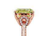 Rose gold Fancy Yellow Emerald Cut Solitaire Split Shank Pave Diamond Engagement Ring with Four-Prong Setting_29