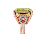 Rose gold Fancy Yellow Emerald Cut Solitaire Split Shank Pave Diamond Engagement Ring with Four-Prong Setting_5