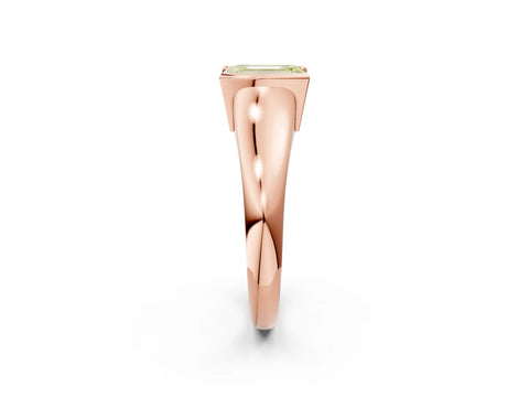 Rose gold Fancy Yellow Emerald Cut Solitaire Tension Set Diamond Ring with Split Shank Band_2