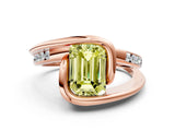 Rose gold Fancy Yellow Emerald Cut Solitaire Tension-Set Diamond Split Shank Ring