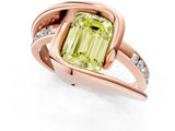 Rose gold Fancy Yellow Emerald Cut Solitaire Tension-Set Diamond Split Shank Ring_1