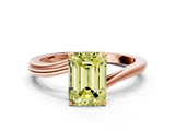 Rose gold Fancy Yellow Emerald  Cut Solitaire Twist Band Ring with Four-Prong Setting_20