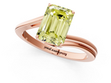 Rose gold Fancy Yellow Emerald  Cut Solitaire Twist Band Ring with Four-Prong Setting_21
