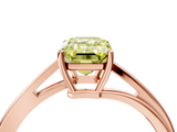 Rose gold Fancy Yellow Emerald  Cut Solitaire Twist Band Ring with Four-Prong Setting_24