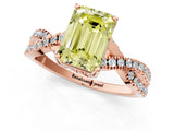 Rose gold Fancy Yellow Emerald Cut Solitaire Twist Pave Diamond Engagement Ring with Prong Setting_31