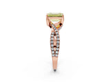 Rose gold Fancy Yellow Emerald Cut Solitaire Twist Pave Diamond Engagement Ring with Prong Setting_32
