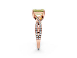 Rose gold Fancy Yellow Emerald Cut Solitaire Twist Pave Diamond Engagement Ring with Prong Setting_38