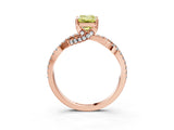Rose gold Fancy Yellow Emerald Cut Solitaire Twist Pave Diamond Engagement Ring with Prong Setting_39