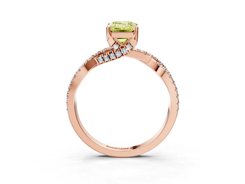 Rose gold Fancy Yellow Emerald Cut Solitaire Twist Pave Diamond Engagement Ring with Prong Setting_39