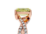 Rose gold Fancy Yellow Emerald Cut Solitaire Twist Pave Diamond Engagement Ring with Prong Setting_5