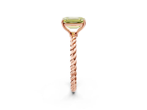 Rose gold Fancy Yellow Emerald Cut Solitaire Twisted Band 4-Prong Ring_2