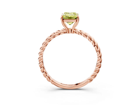Rose gold Fancy Yellow Emerald Cut Solitaire Twisted Band 4-Prong Ring_3