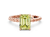 Rose gold Fancy Yellow Emerald  Cut Solitaire Twisted Band with Four-Prong Setting_88