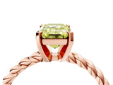 Rose gold Fancy Yellow Emerald  Cut Solitaire Twisted Band with Four-Prong Setting_92