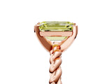 Rose gold Fancy Yellow Emerald  Cut Solitaire Twisted Band with Four-Prong Setting_93