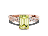 Rose gold Fancy Yellow Emerald Cut Solitaire Twisted Pave Band with Four-Prong Setting_3