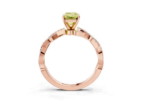 Rose gold Fancy Yellow Emerald Cut Solitaire Twisted Pave Band with Four-Prong Setting_6