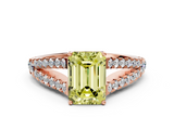 Rose gold Fancy Yellow Emerald  Cut Split Shank Pave Diamond Engagement Ring with Four-Prong Setting_24