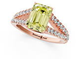 Rose gold Fancy Yellow Emerald  Cut Split Shank Pave Diamond Engagement Ring with Four-Prong Setting_25