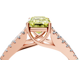 Rose gold Fancy Yellow Emerald  Cut Split Shank Pave Diamond Engagement Ring with Four-Prong Setting_28