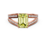 Rose gold Fancy Yellow Emerald  Cut Split Shank Pave Diamond Ring with Four-Prong Setting_27
