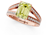 Rose gold Fancy Yellow Emerald  Cut Split Shank Pave Diamond Ring with Four-Prong Setting_28