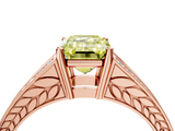 Rose gold Fancy Yellow Emerald  Cut Split Shank Pave Diamond Ring with Four-Prong Setting_31