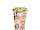 Rose gold Fancy Yellow Emerald  Cut Split Shank Pave Diamond Ring with Four-Prong Setting_32