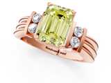 Rose gold Fancy Yellow Emerald  Cut Three-Stone Channel Set Ring with Bar Prongs_60