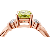 Rose gold Fancy Yellow Emerald  Cut Three-Stone Channel Set Ring with Bar Prongs_63