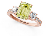 Rose gold Fancy Yellow Emerald  Cut Three-Stone Diamond Pavé Band with Prong Setting_18