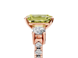 Rose gold Fancy Yellow Emerald  Cut Three-Stone Diamond Pavé Band with Prong Setting_22