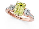 Rose gold Fancy Yellow Emerald  Cut Three-Stone Diamond Pave Band with Prong Setting_38