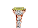 Rose gold Fancy Yellow Emerald  Cut Three-Stone Diamond Pave Band with Prong Setting_42