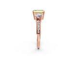 Rose gold Fancy Yellow Emerald Cut Three-Stone Diamond Ring with Pavé Band and Four-Prong Setting_2
