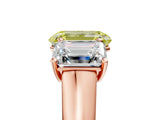 Rose gold Fancy Yellow Emerald Cut Three-Stone Diamond Ring with Prong Setting on a Classic Band_17