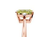 Rose gold Fancy Yellow Emerald  Cut Three-Stone Solitaire Ring with Round Accent Diamonds and Four-Prong Setting_24