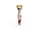 Rose gold Fancy Yellow Emerald  Cut Twist Band Solitaire Diamond Ring with Pavé Setting_5