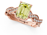 Rose gold Fancy Yellow Emerald  Cut Twisted Pavé Band Solitaire Ring with Four-Prong Setting_56