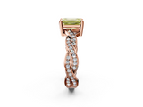 Rose gold Fancy Yellow Emerald  Cut Twisted Pavé Band Solitaire Ring with Four-Prong Setting_57