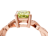 Rose gold Fancy Yellow Emerald  Cut Twisted Pavé Band Solitaire Ring with Four-Prong Setting_59