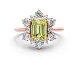 Rose gold Fancy Yellow Emerald  Diamond Cluster Halo Ring with Solitaire Band and Four-Prong Setting_20