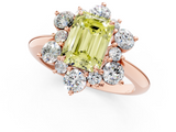 Rose gold Fancy Yellow Emerald  Diamond Cluster Halo Ring with Solitaire Band and Four-Prong Setting_21