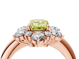 Rose gold Fancy Yellow Emerald  Diamond Cluster Halo Ring with Solitaire Band and Four-Prong Setting_24