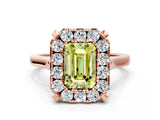 Rose gold Fancy Yellow Emerald  Diamond Cluster Halo Solitaire with Four-Prong Setting_92